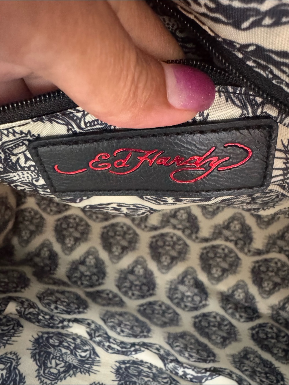 Ed Hardy NWT Love Kills Slowly Straw Tote Bag Tiger Koi Skull Crossbody - Picture 15 of 15
